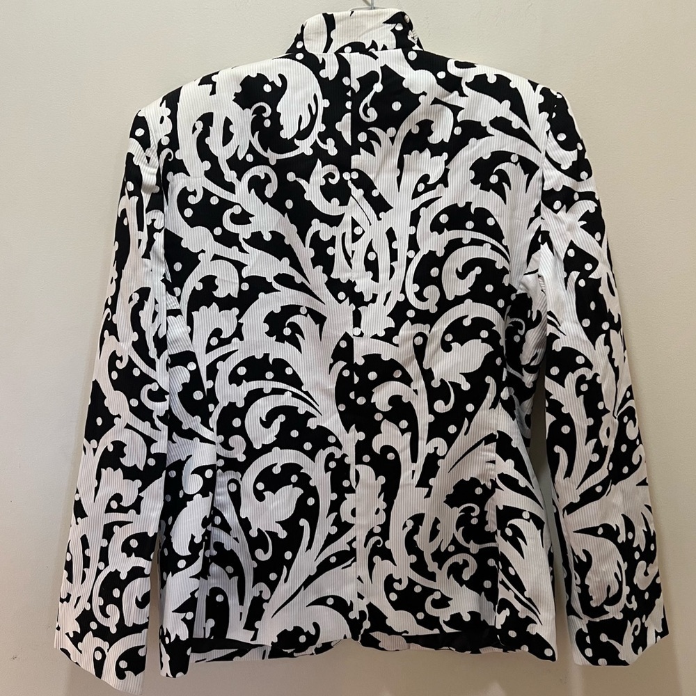 Christian Dior vintage 90’s black white Baroque Scroll Print Blazer jacket 10 - Picture 2 of 9